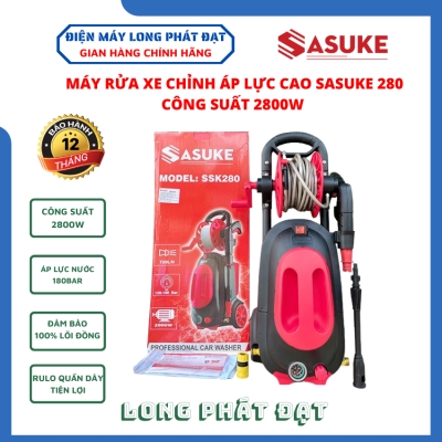 Máy rửa xe chỉnh áp lực cao 180bar Sasuke 280 công suất 2800w thiết kế rulo quấn dây tiện lợi