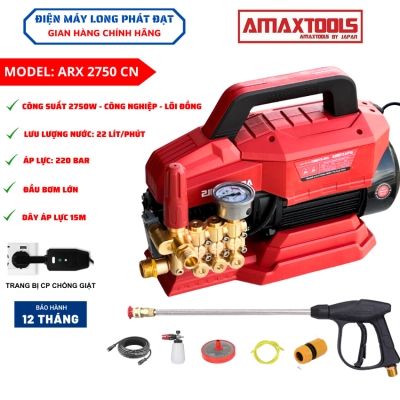 Máy Rửa Xe Chỉnh Áp AMAXTOOL ARX 2750CN công suất 2750W công nghiệp lực nước mạnh dây áp lực 15m