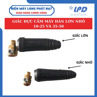 Giắc Cắm Lớn và Nhỏ Máy Hàn kích cỡ 10-25 và 35-50 gắn dây máy hàn điện tử - Hàng Loại 1