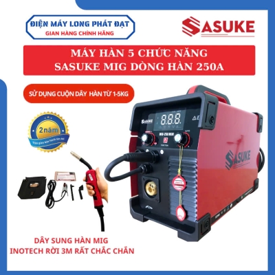 Máy hàn mig 5 chức năng Sasuke MIG 250A mini Nhật Bản dùng cuộn dây 1kg và 5kg mỏ hàn mig rời 3m siêu tiện lợi