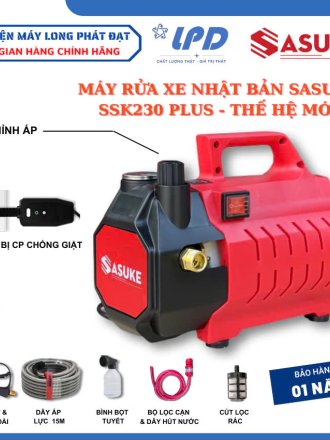 Máy Rửa Xe Cao Cấp Sasuke SSK230 PLUS Công Suất 2300W Có Chỉnh Áp Mô Tơ Lõi Đồng bảo hành 12 tháng