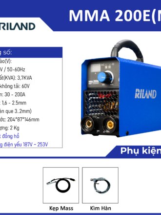 Máy hàn que Riland 200E chính hãng chuyên que 2.5-3.2ly dễ dàng sử dụng bảo hành 12 tháng