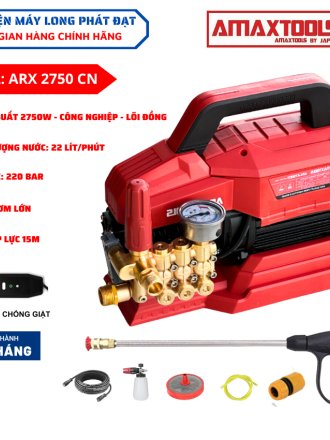 Máy Rửa Xe Chỉnh Áp AMAXTOOL ARX 2750CN công suất 2750W công nghiệp lực nước mạnh dây áp lực 15m