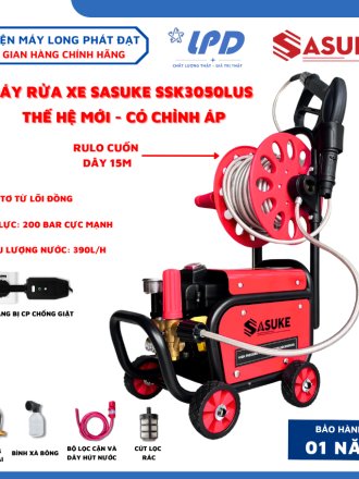 Máy Rửa Xe Chỉnh Áp Sasuke Chức Năng Chống Giật Rulo Cuốn Dây 15m Mô Tơ Lõi Đồng