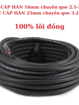 Dây cáp hàn 16 bằng đồng 100% cho máy hàn điện tử (vỏ cao su dẻo mềm) tiêu chuẩn hàn quốc